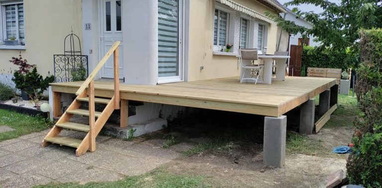 Terrasse bois sur pilotis - réalisations rénovation Sotteville-lès-Rouen MB Renov